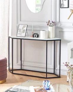 Konsolbord PERRIN Hærdet glas Marmor/sort