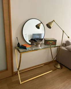 Konsolbord RINGGOLD Hærdet glas Guld