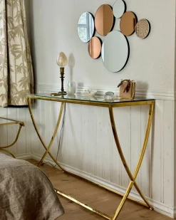 Konsolbord RINGGOLD Hærdet glas Guld