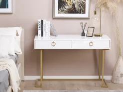 Konsolbord WESTPORT Hvid/guld 115 cm 50 cm med skuffer