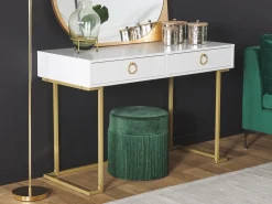 Konsolbord WESTPORT Hvid/guld 115 cm 50 cm med skuffer