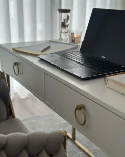Konsolbord WESTPORT Hvid/guld 115 cm 50 cm med skuffer