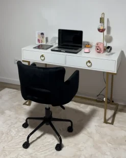 Konsolbord WESTPORT Hvid/guld 115 cm 50 cm med skuffer
