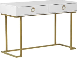 Konsolbord WESTPORT Hvid/guld 115 cm 50 cm med skuffer