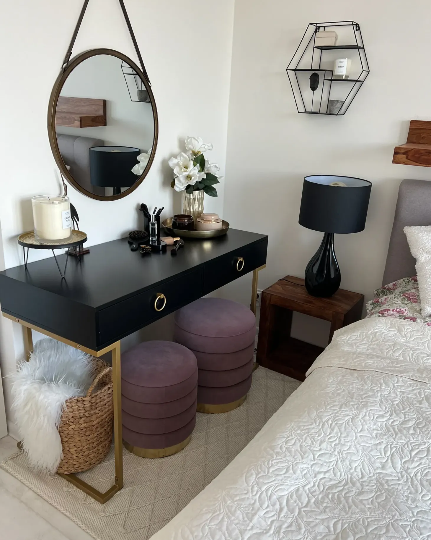 Konsolbord WESTPORT Sort/guld 115 cm 50 cm med skuffer