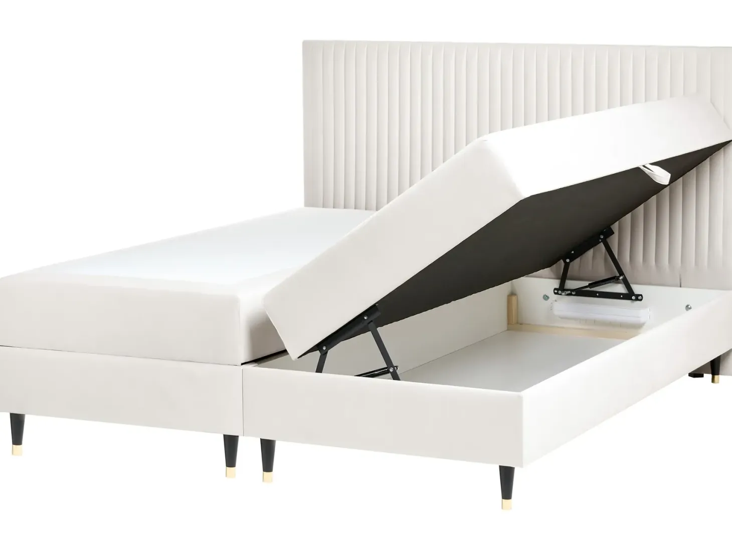 Kontinentalseng med opbevaring DAME Velour Cremehvid 180 x 200 cm