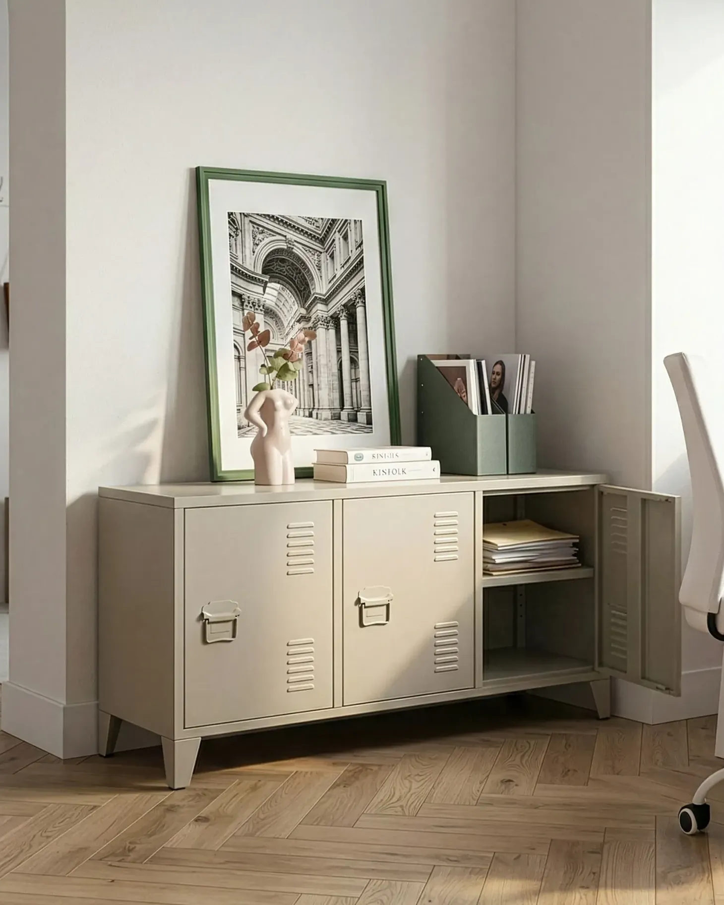 Kontorskab CARDIFF Metal Lys Beige