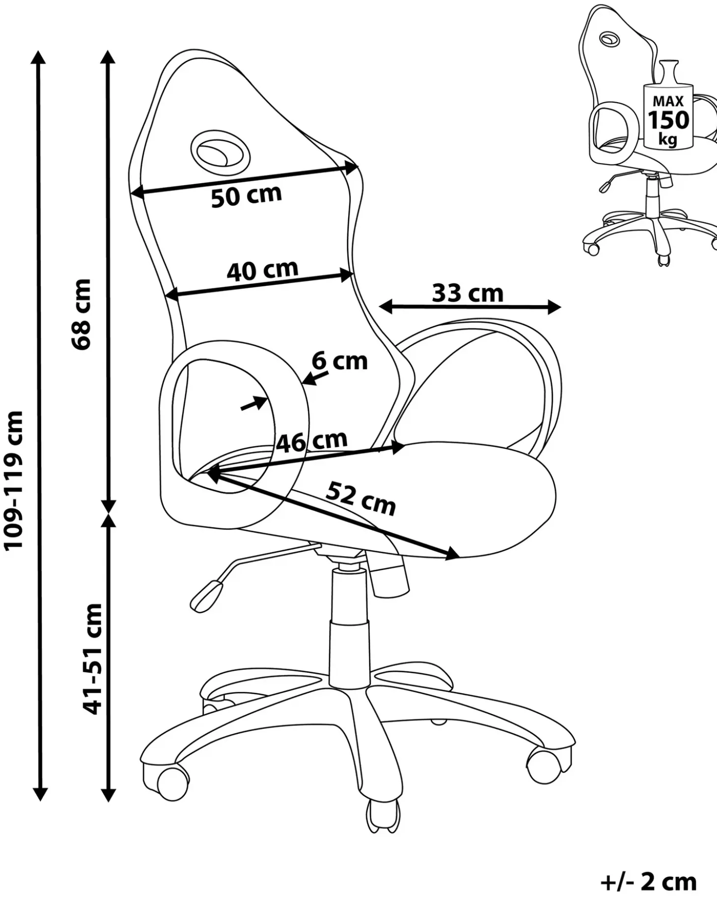 Kontorstol iCHAIR Sort/hvid