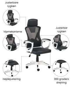 Kontorstol IGNIS Kunstlæder Hvid