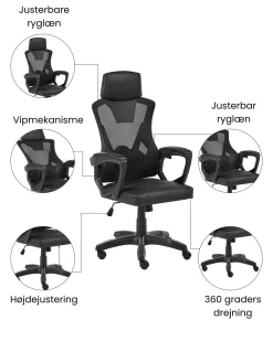 Kontorstol IGNIS Kunstlæder Sort