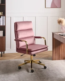 Kontorstol VAMURE Velour Lyserød
