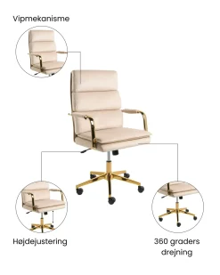 Kontorstol VAMURE Velour Lys Beige
