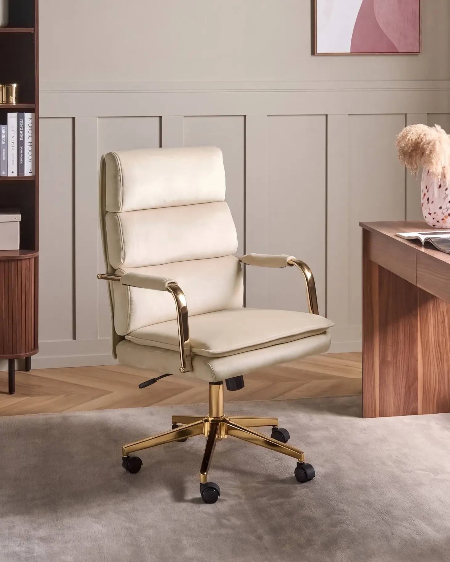 Kontorstol VAMURE Velour Lys Beige