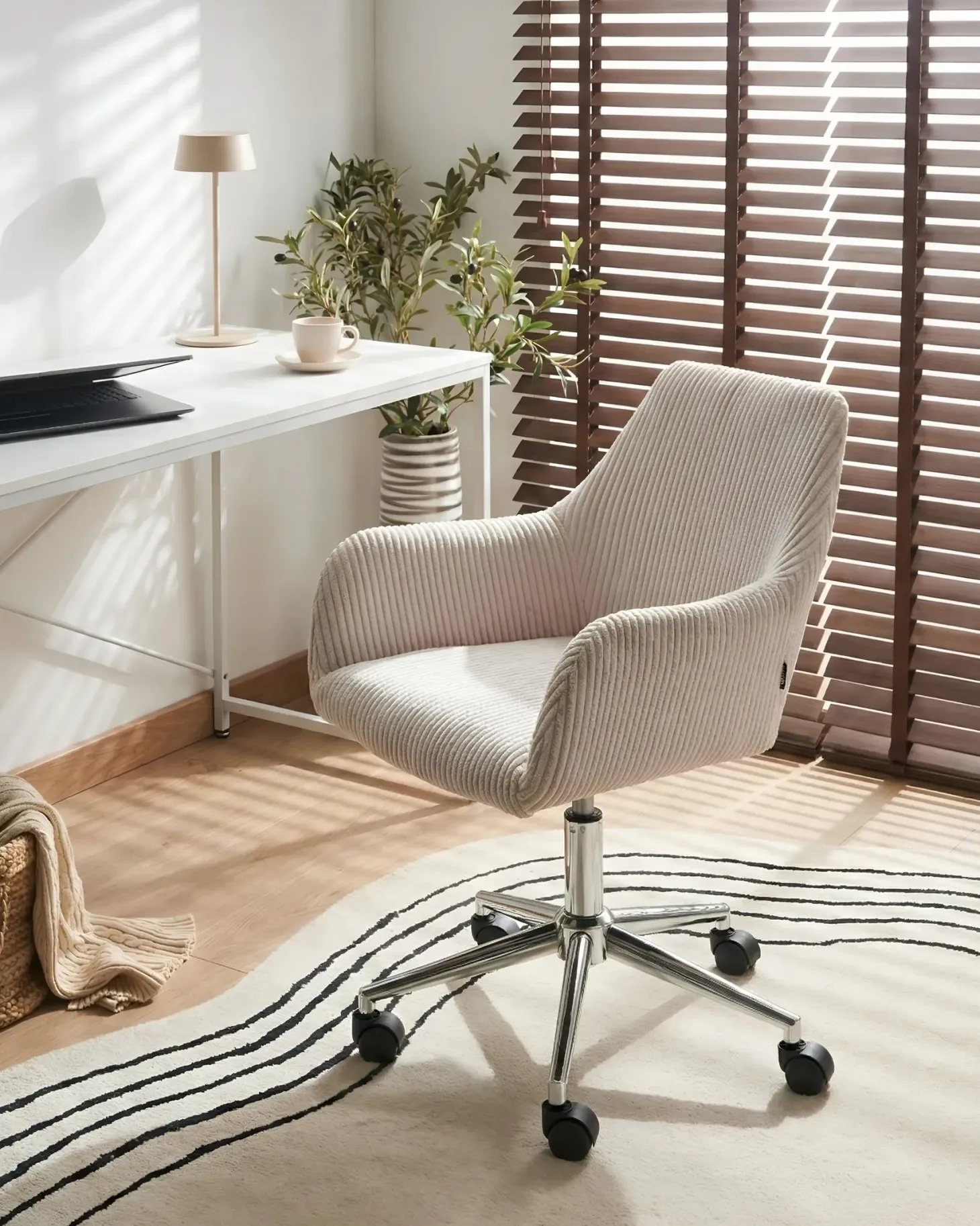 Kontorstol WELLSTON Fløjl Lys Beige