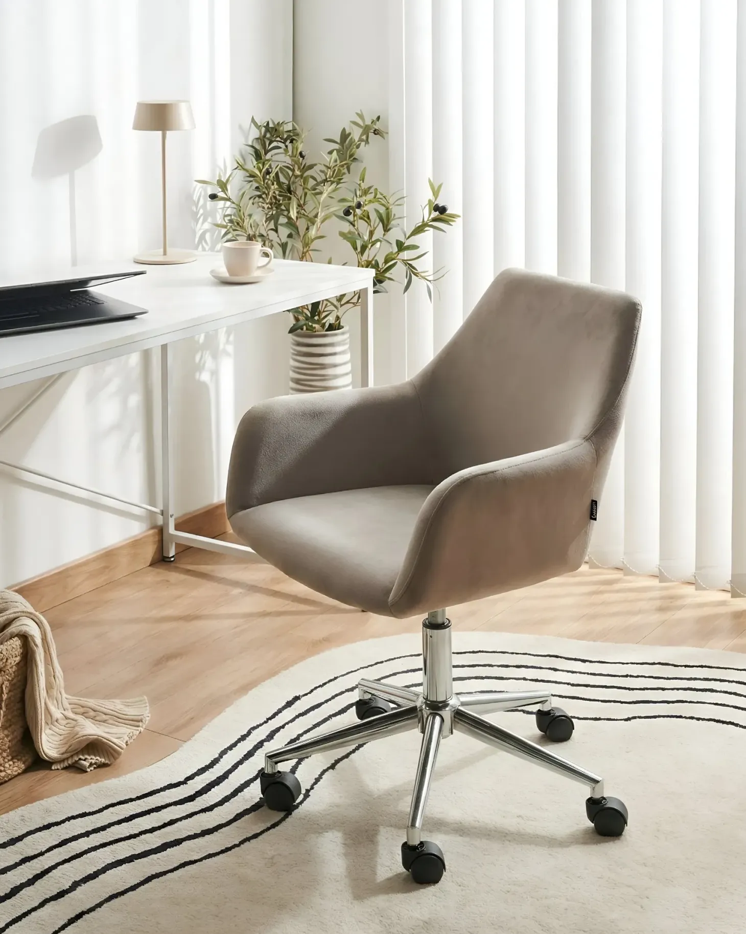 Kontorstol WELLSTON Velour Brungrå