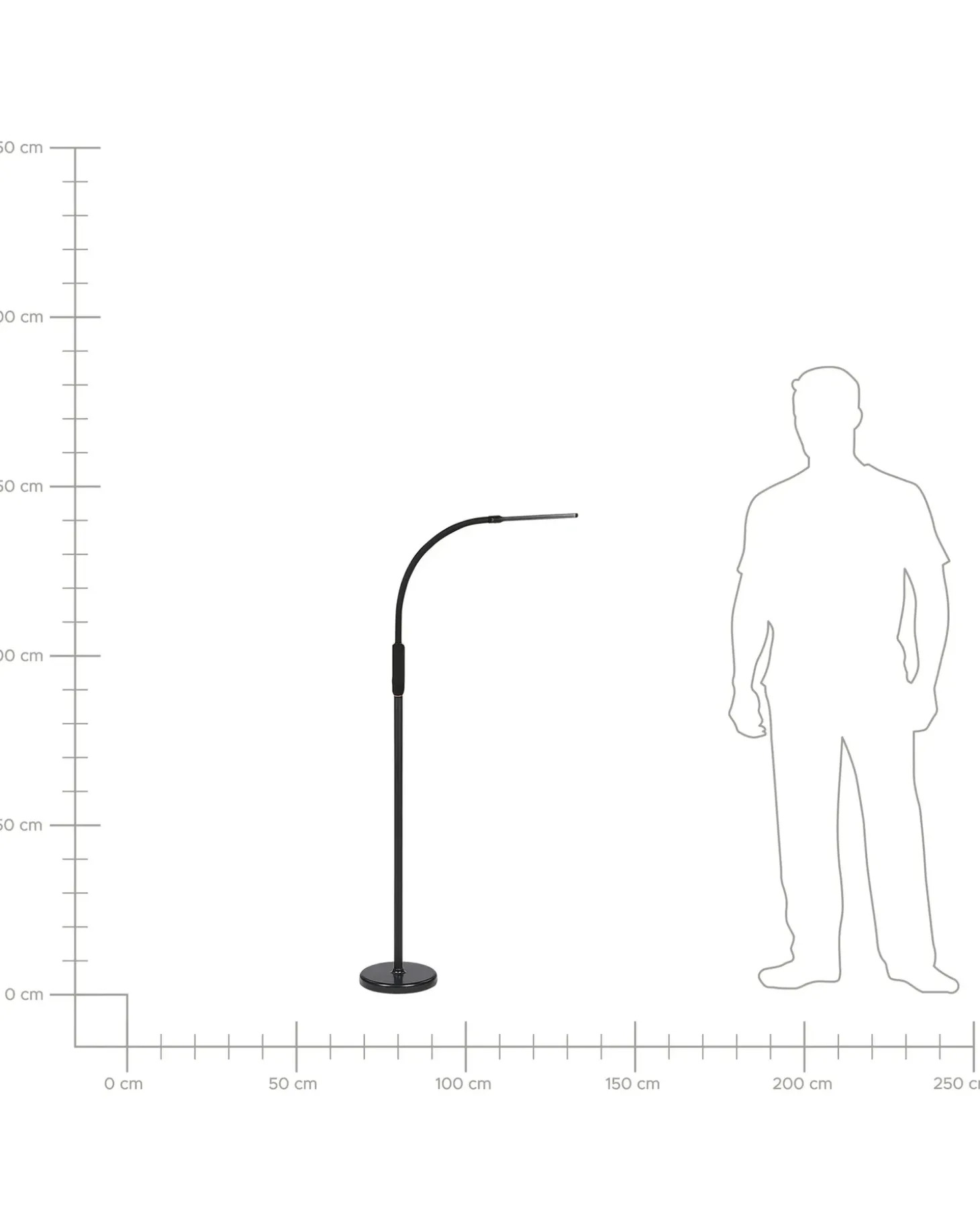 Konvertibel LED-gulv- og klemmelampe APUS Med fjernbetjening Med dæmpning Metal Sort