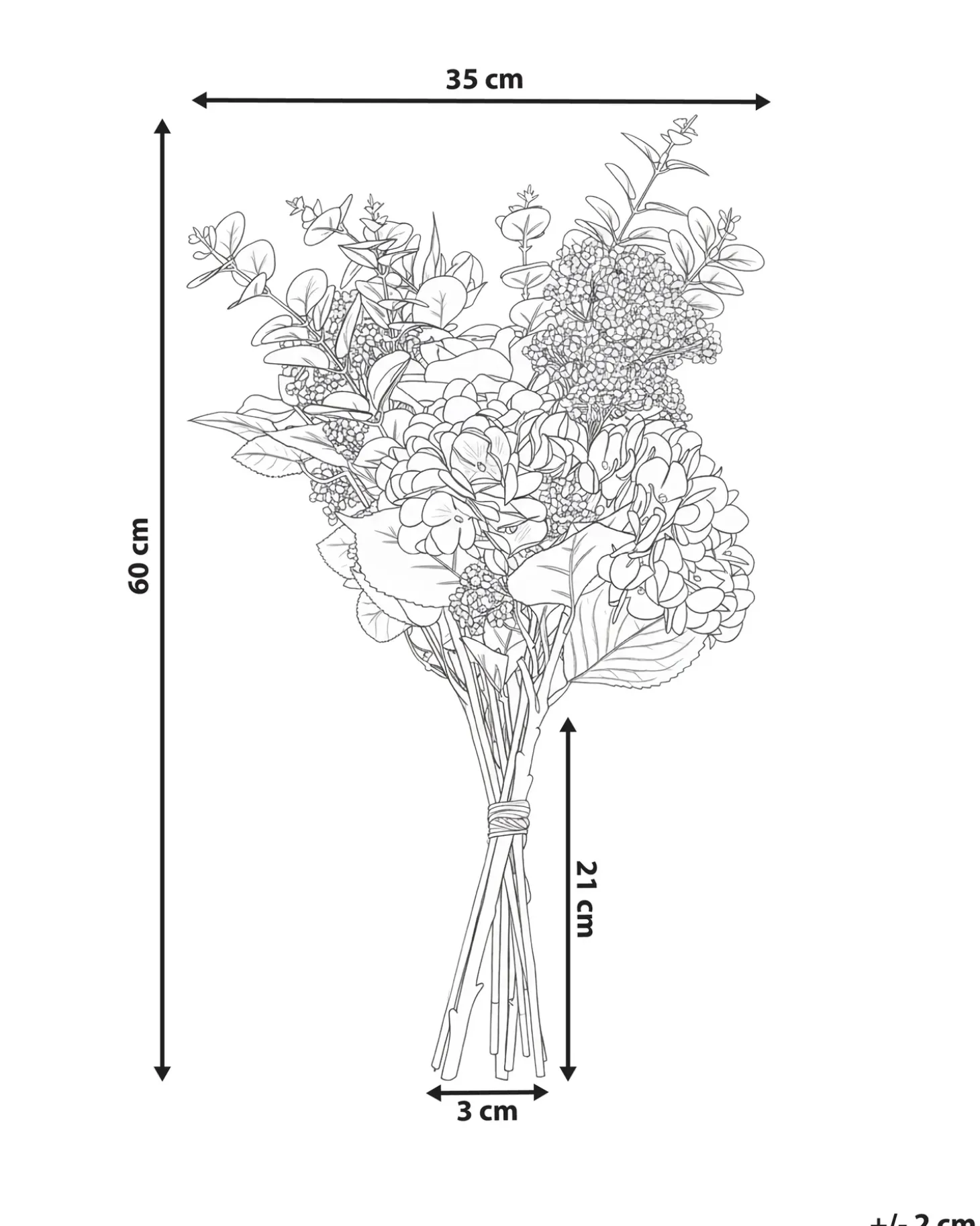 Kunstig blomsterbuket MINDE 60 cm Lyserød