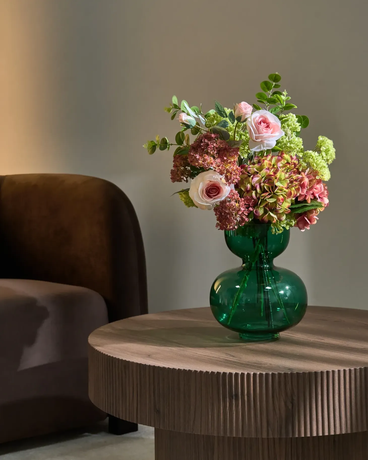 Kunstig blomsterbuket MINDE 60 cm Lyserød
