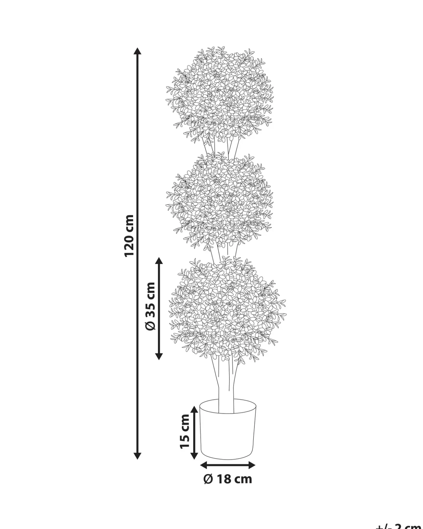 Kunstig plante BUXUS BALL TREE 120 cm Grøn