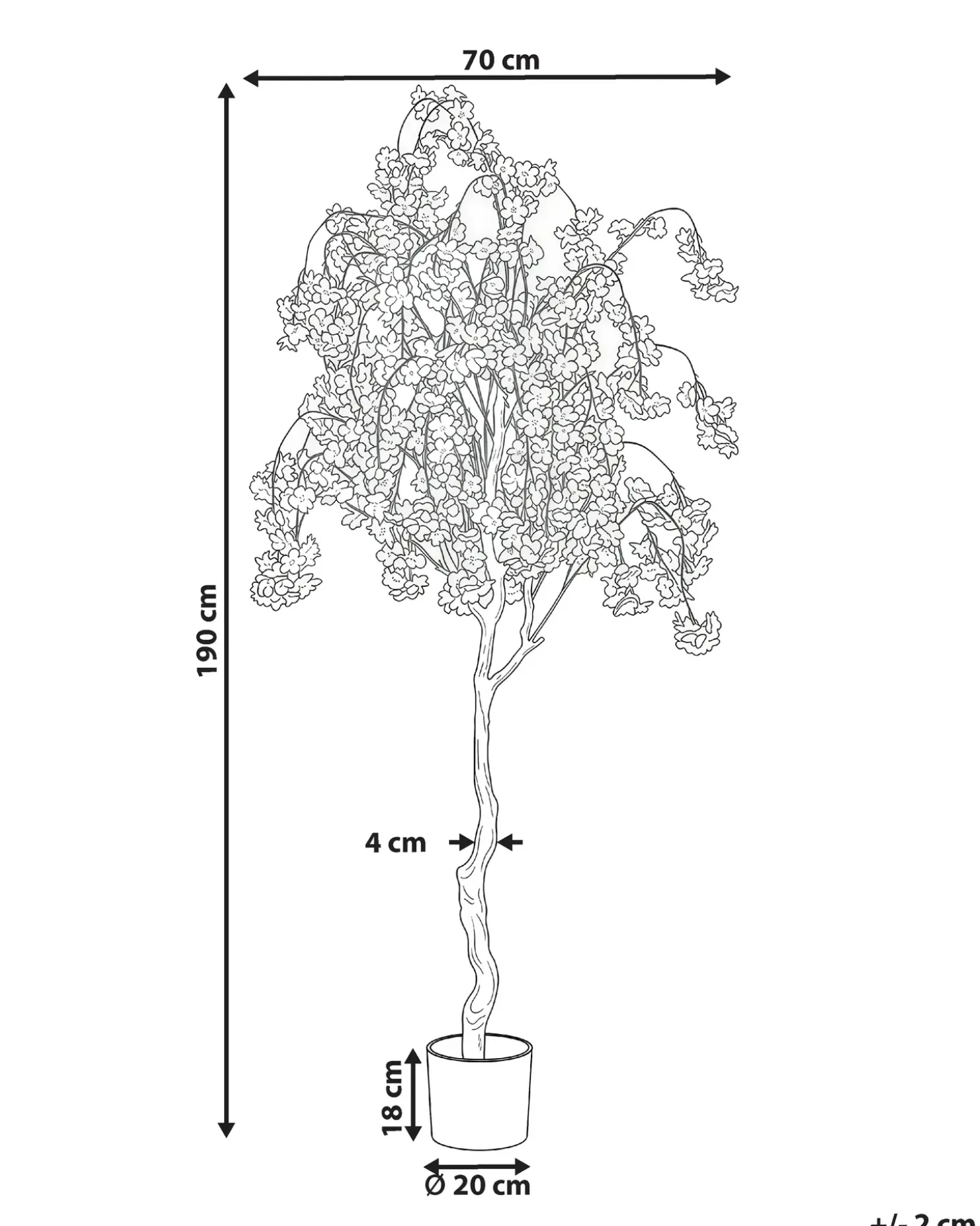 Kunstig plante CHERRY TREE 190 cm Lyserød