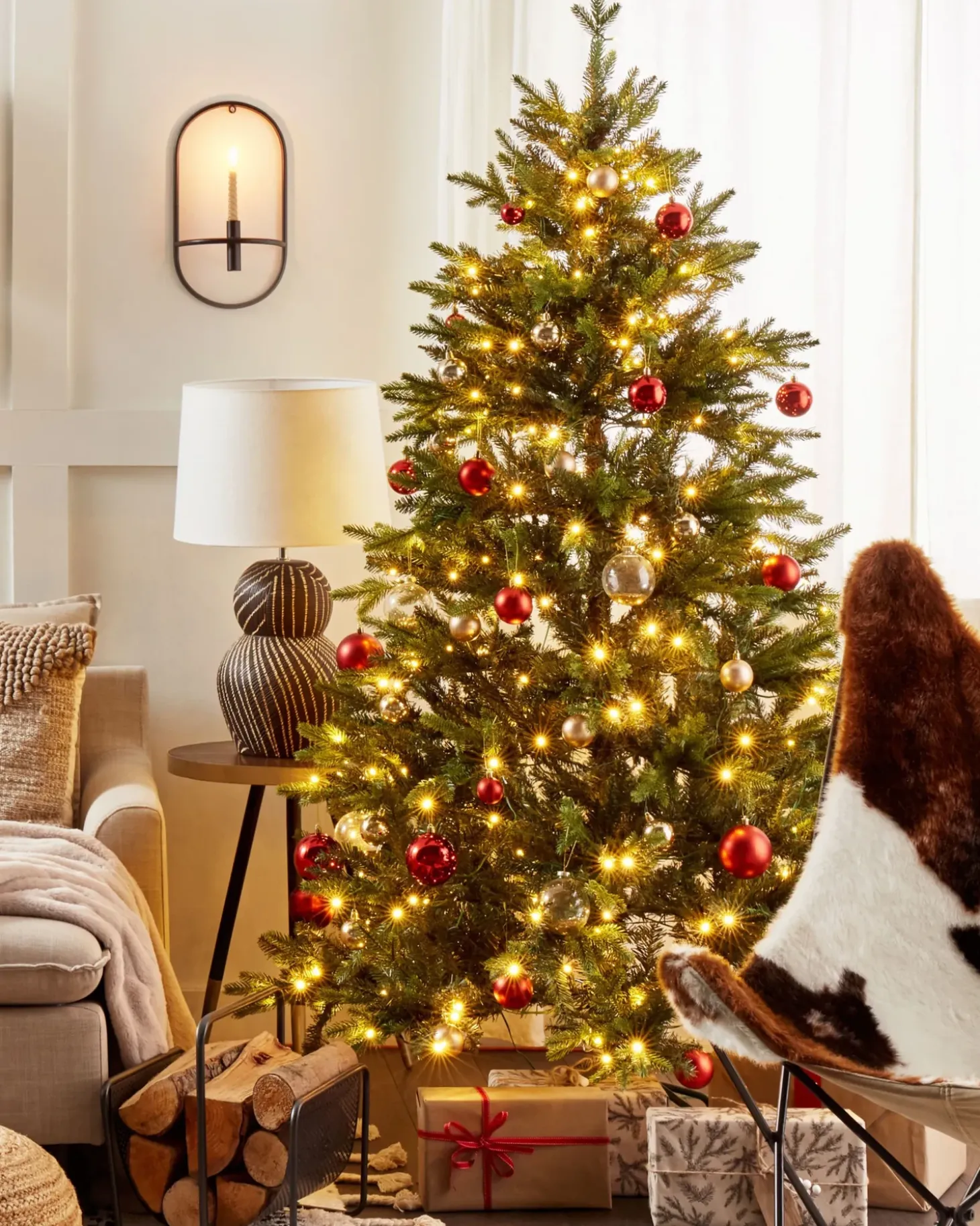 Kunstigt juletræ LED FIDDLE 210 cm Grøn