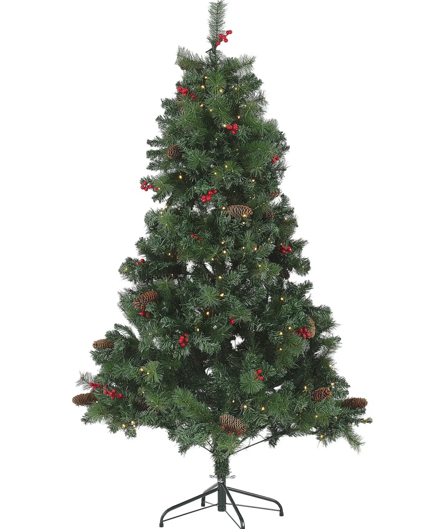 Kunstigt juletræ LED JACINTO 180 cm Mørkegrøn