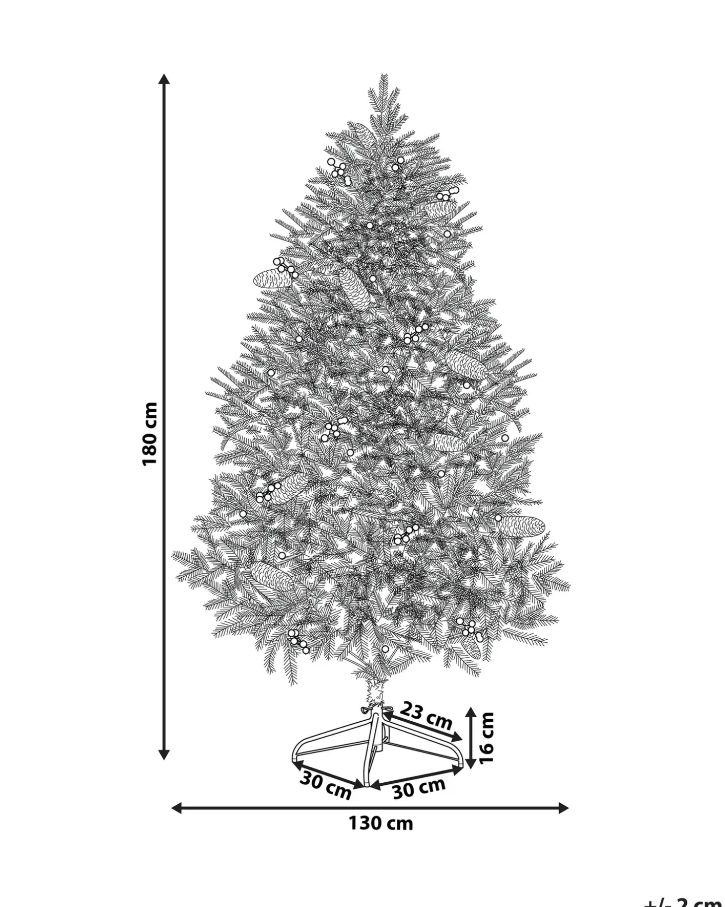 Kunstigt juletræ LED JACINTO 180 cm Mørkegrøn