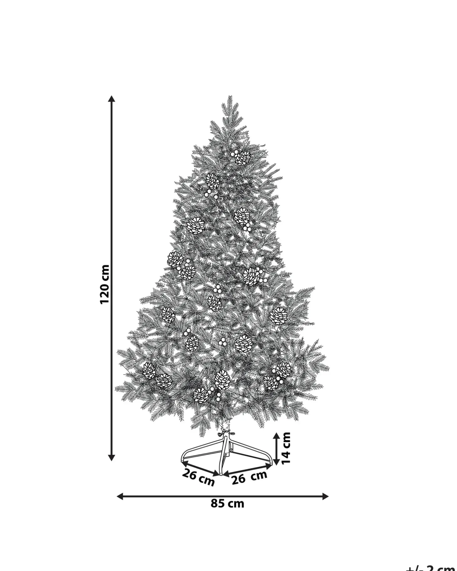 Kunstigt juletræ LED PALOMAR 120 cm Mørkegrøn