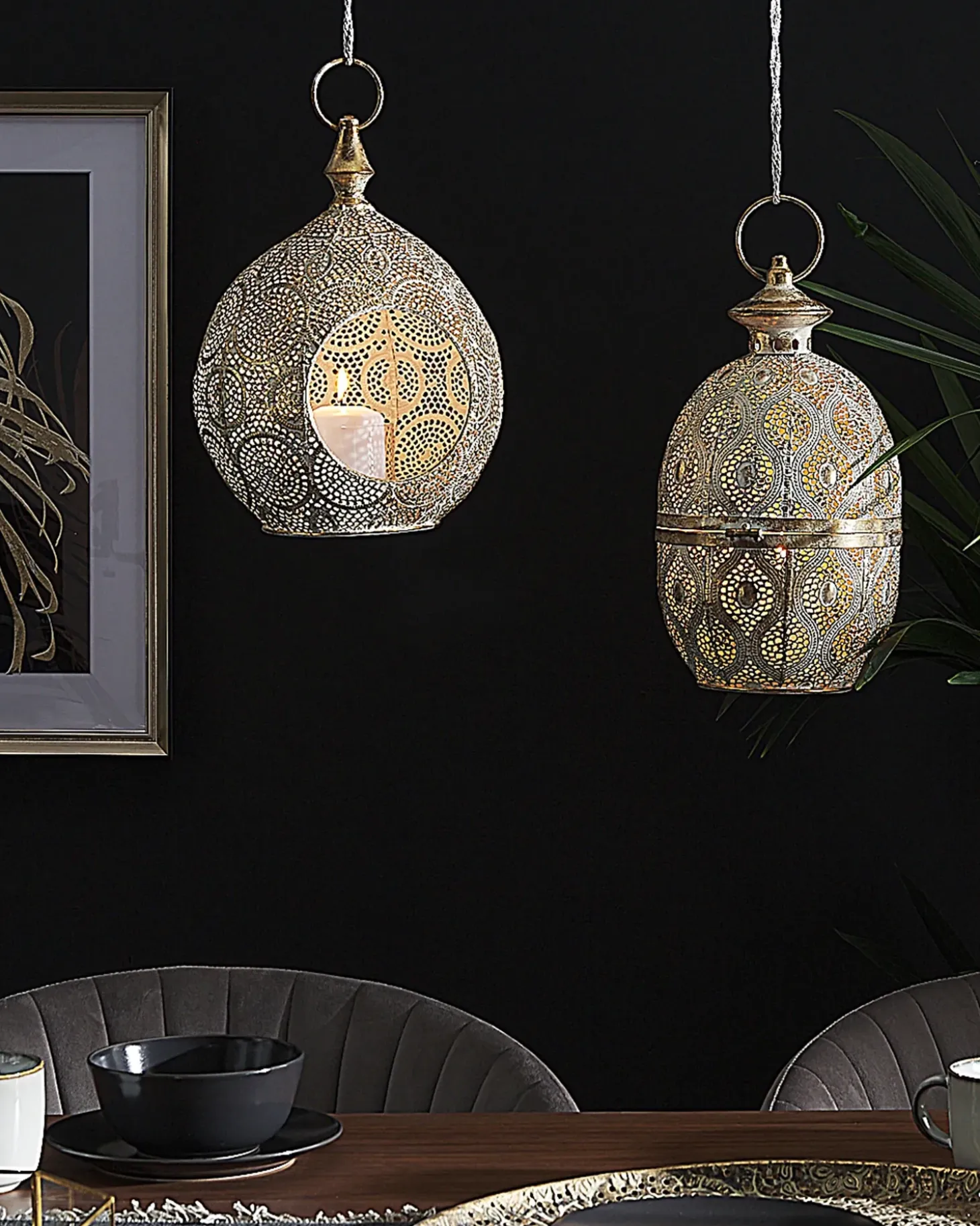 Lanterne AMORGOS Metal 34 cm Guld
