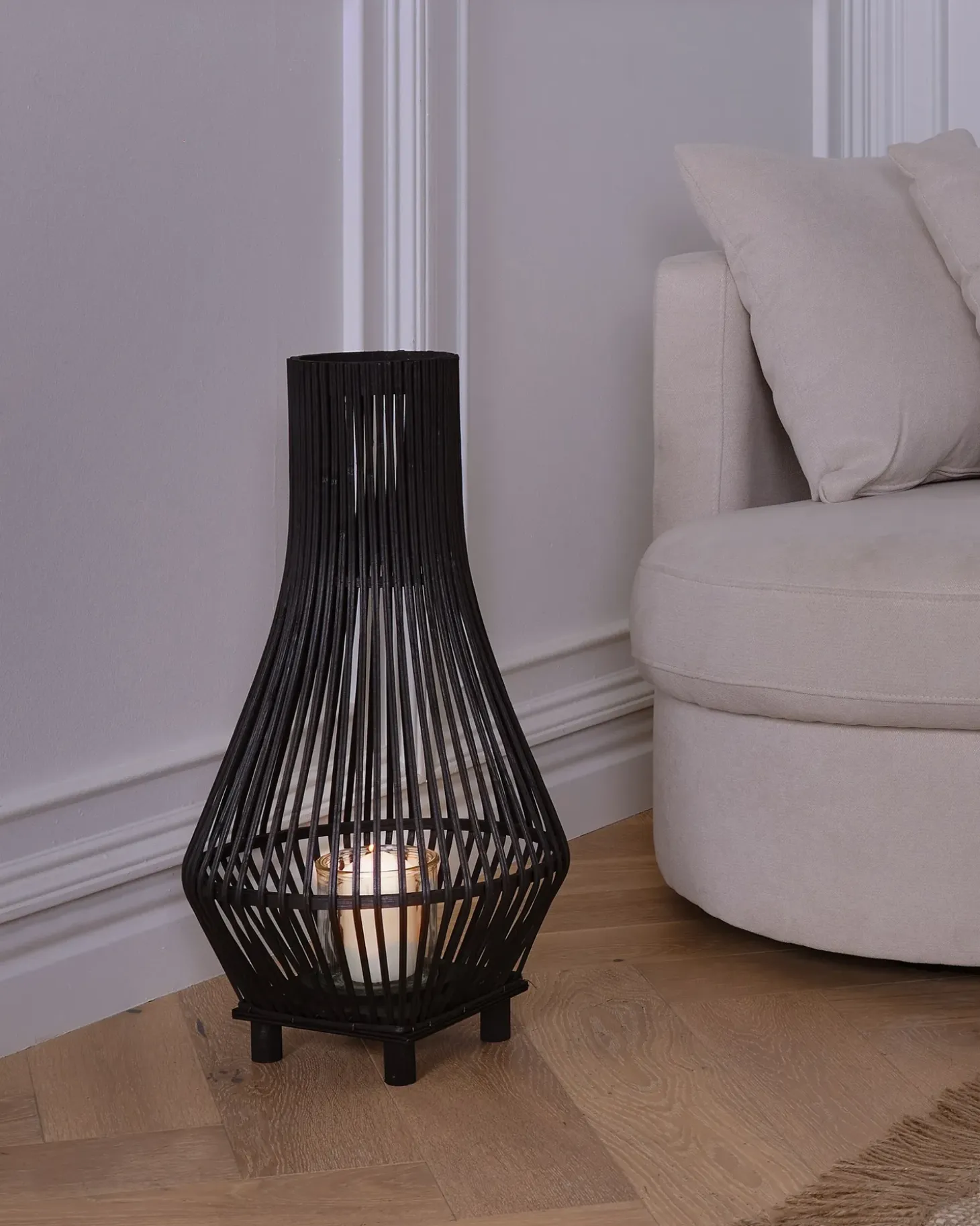 Lanterne LEYTE Bambus 58 cm Sort