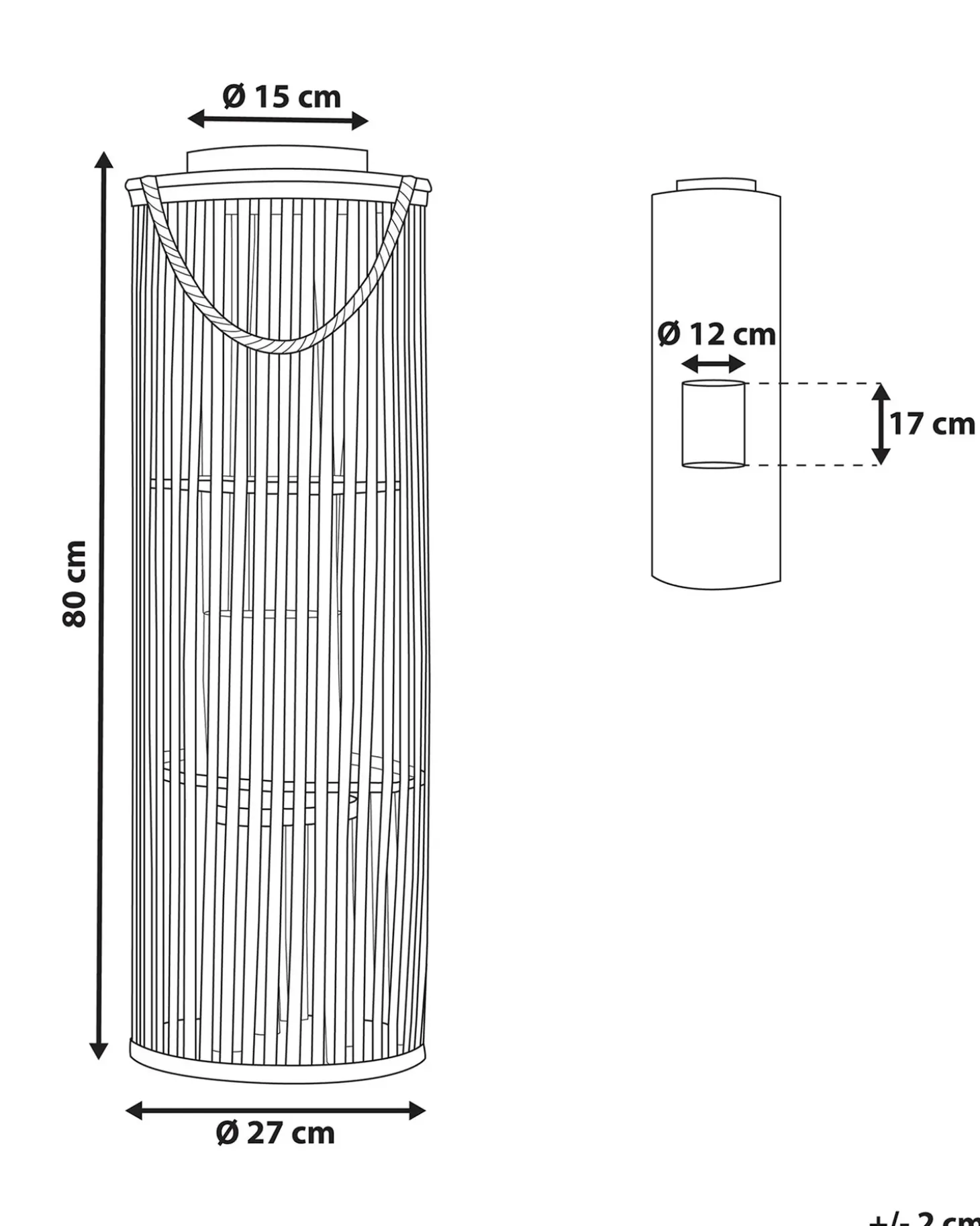 Lanterne LUZON Piletræ 80 cm Sort