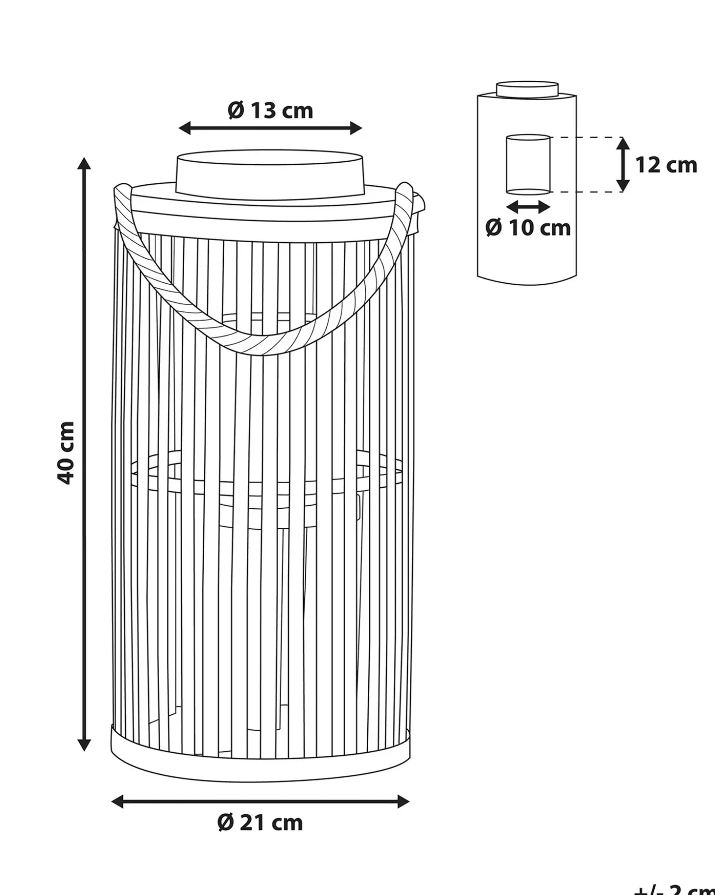 Lanterne LUZON Piletræ 40 cm Sort