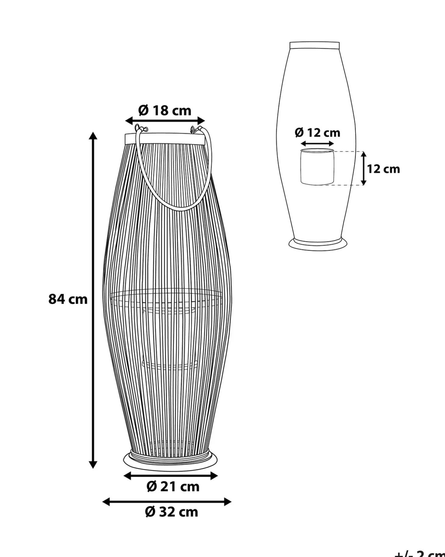 Lanterne TAHITI Bambus 84 cm Sort