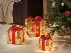 LED LYSEREN Julegaver 20/25/30 cm Guld