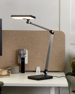 LED skrivebordslampe LACERTA Med trådløs oplader Metal Sort