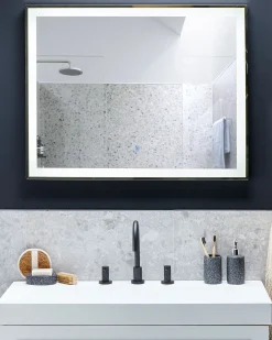 LED-badeværelsesspejl ARGENS 90 cm 70 cm Sølv