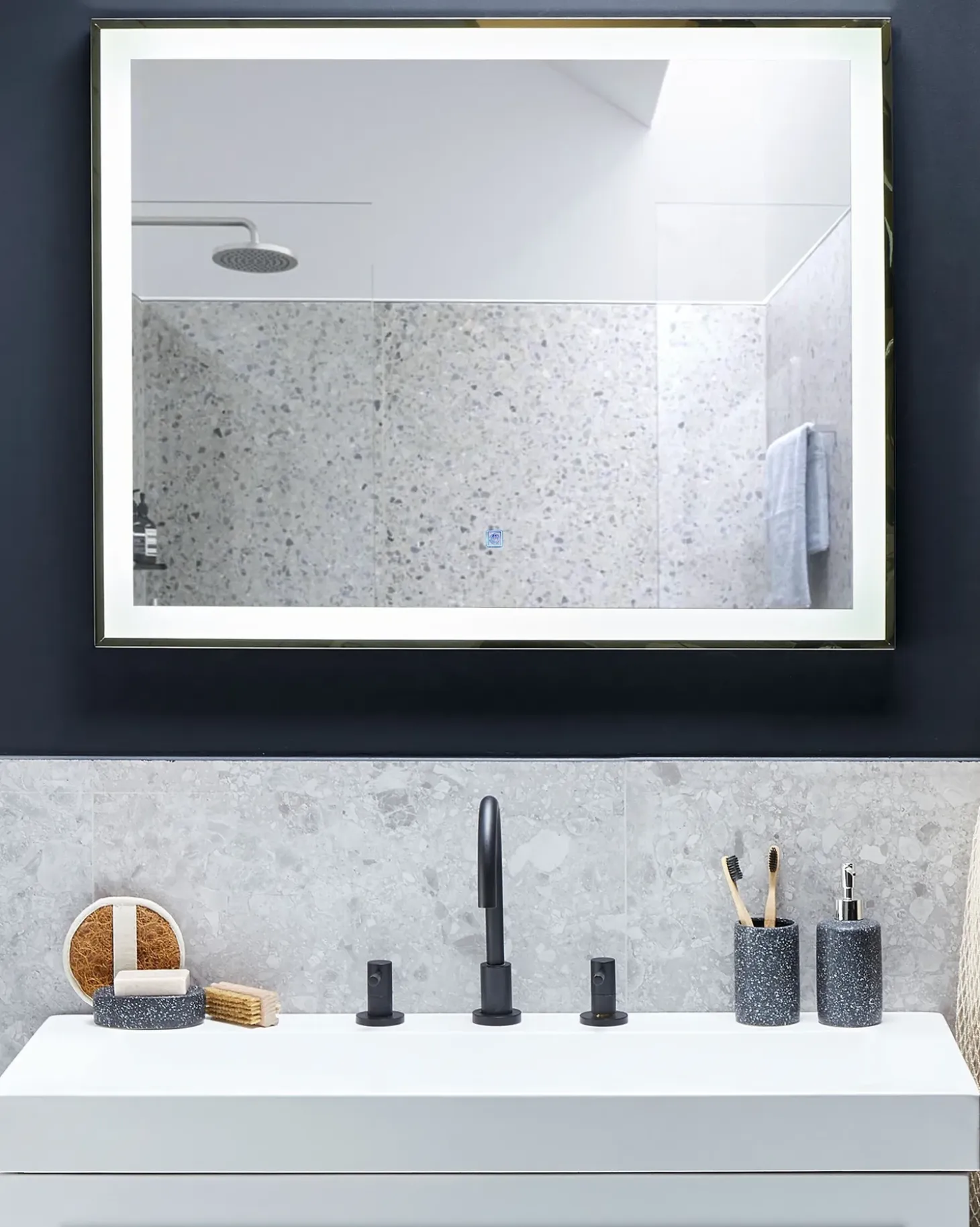 LED-badeværelsesspejl ARGENS 90 cm 70 cm Sølv