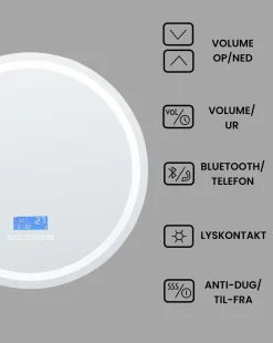 LED-badeværelsesspejl BROGNON 60 cm 60 cm Med indbygget Bluetooth-højttaler Sølv
