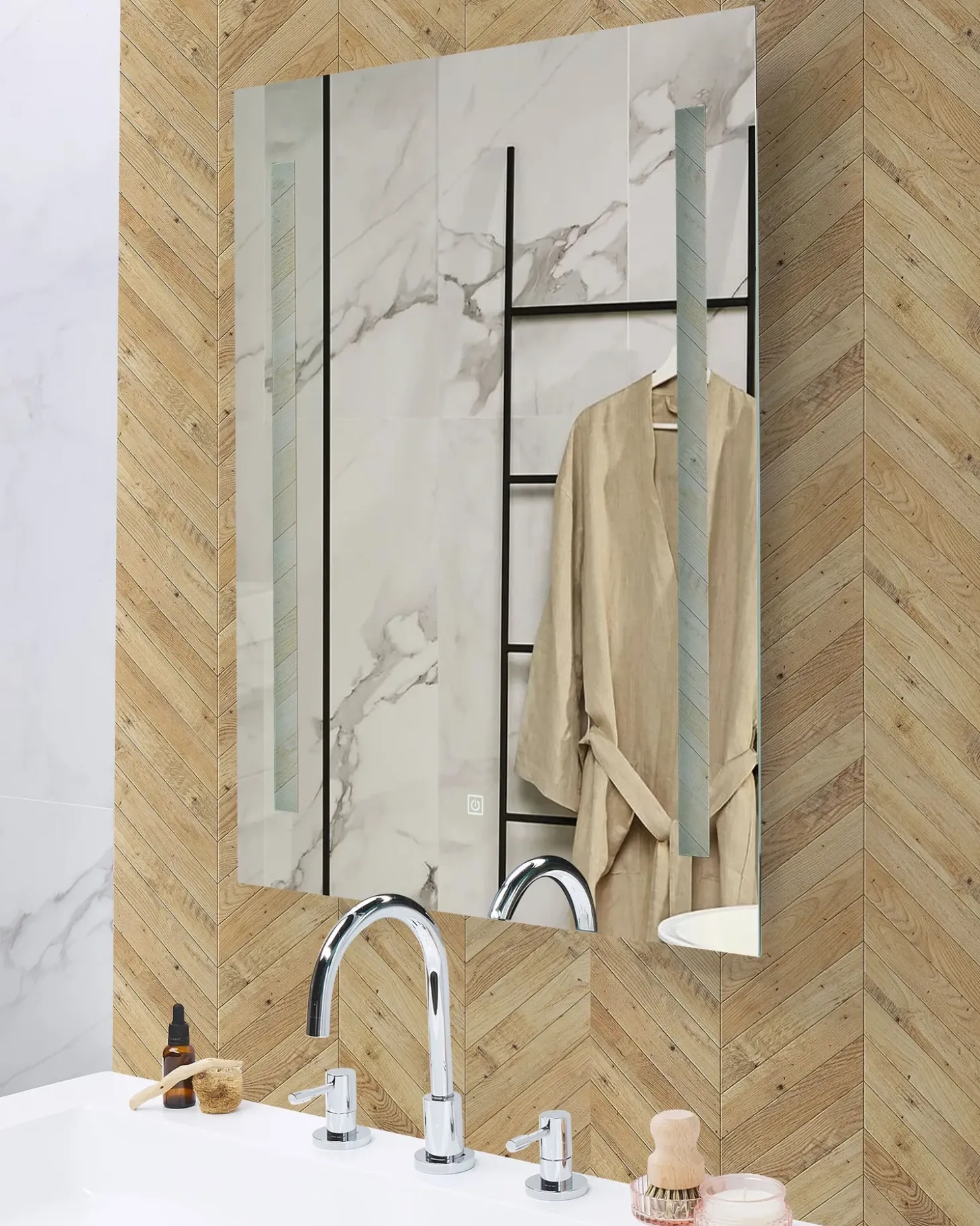 LED-badeværelsesspejl MARTINET 70 cm 90 cm Sølv