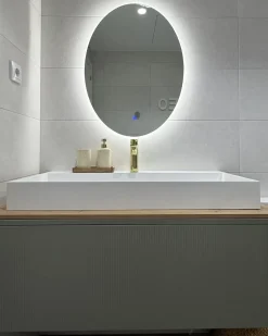LED-badeværelsesspejl MAZILLE 60 cm 80 cm Sølv