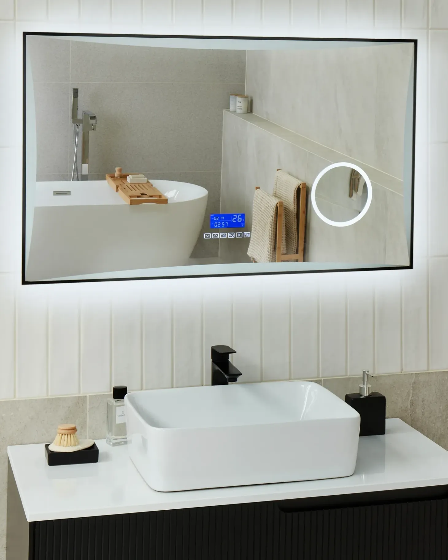 LED-badeværelsesspejl ONLAY 100 cm 60 cm Sølv