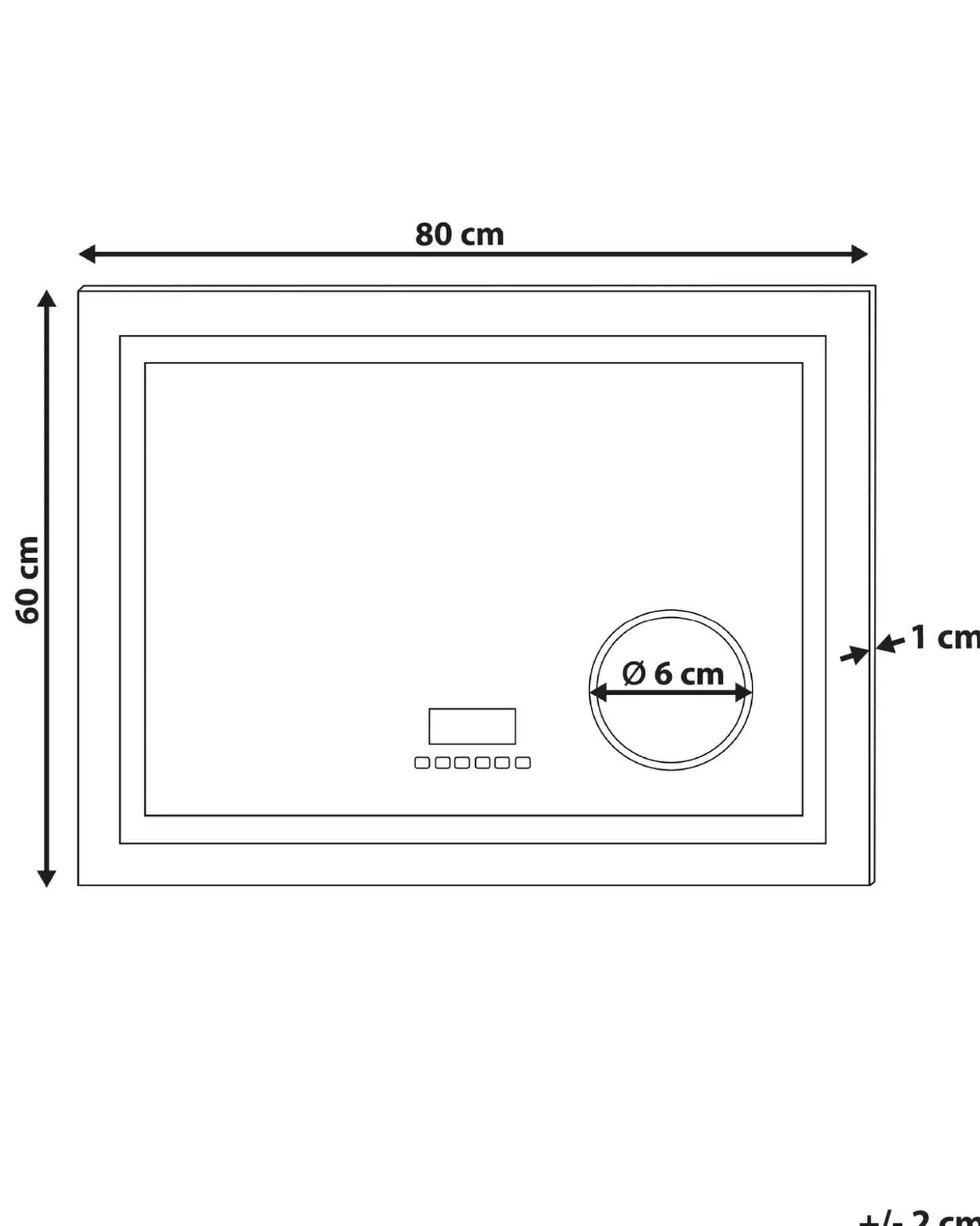 LED-badeværelsesspejl THAIX 80 cm 60 cm Sølv