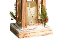 LED-lanterne SAIMA Julemønster 40 cm Mørkebrun