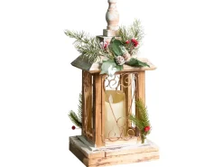 LED-lanterne SAIMA Julemønster 40 cm Mørkebrun
