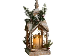 LED-lanterne SYVANSI Julemønster 46 cm Lysebrun