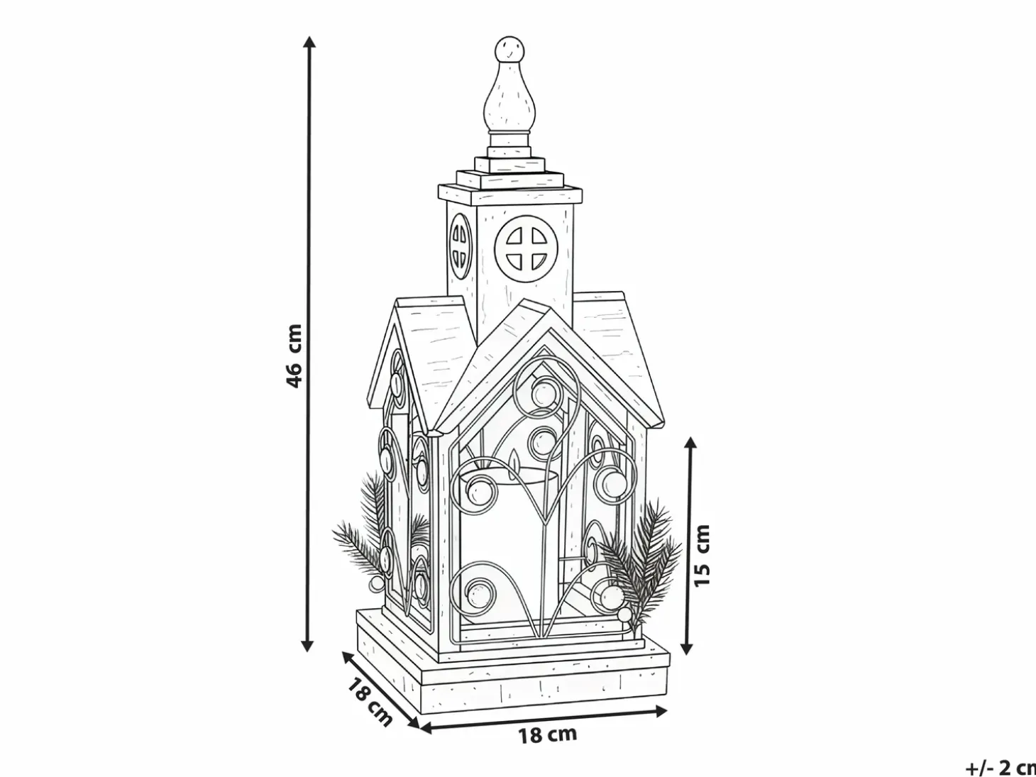 LED-lanterne SYVANSI Julemønster 46 cm Lysebrun