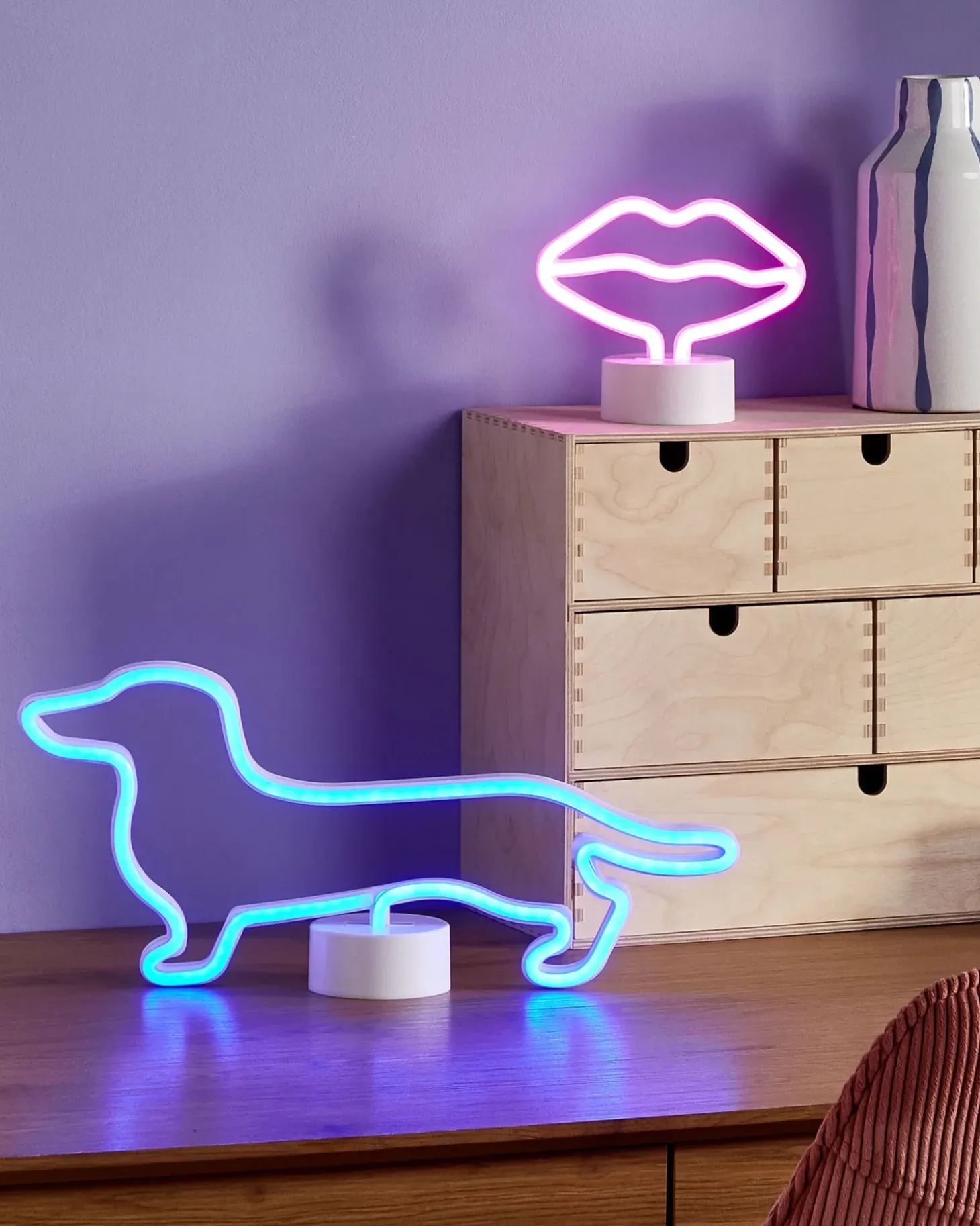 LED neonskilt Læber FLORA Lyserød