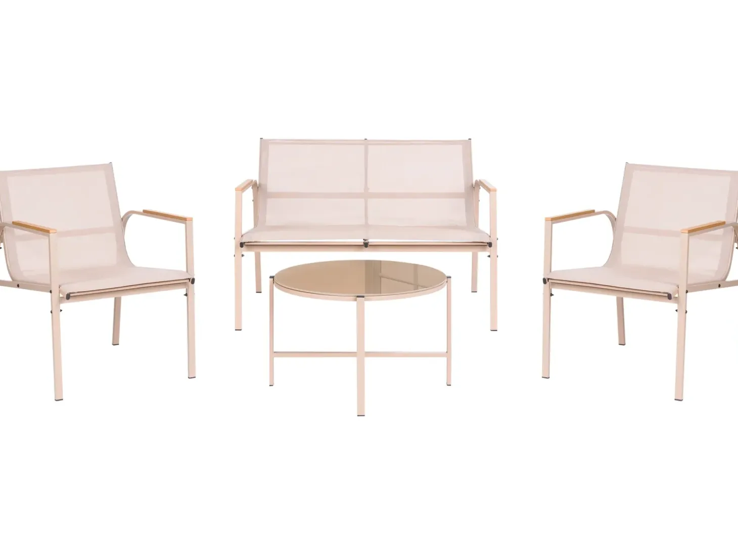 LEDRO 4 personers Loungesæt med bord Beige Metal