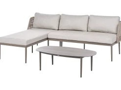 LEFFE 3 personers Have-hjørnesofasæt Højrevendt Beige Metal