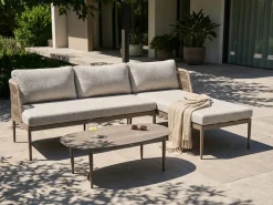 LEFFE 3 personers Have-hjørnesofasæt Venstrevendt Beige Metal